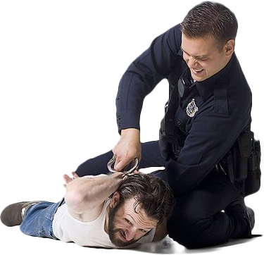 Police officer cuffing criminal